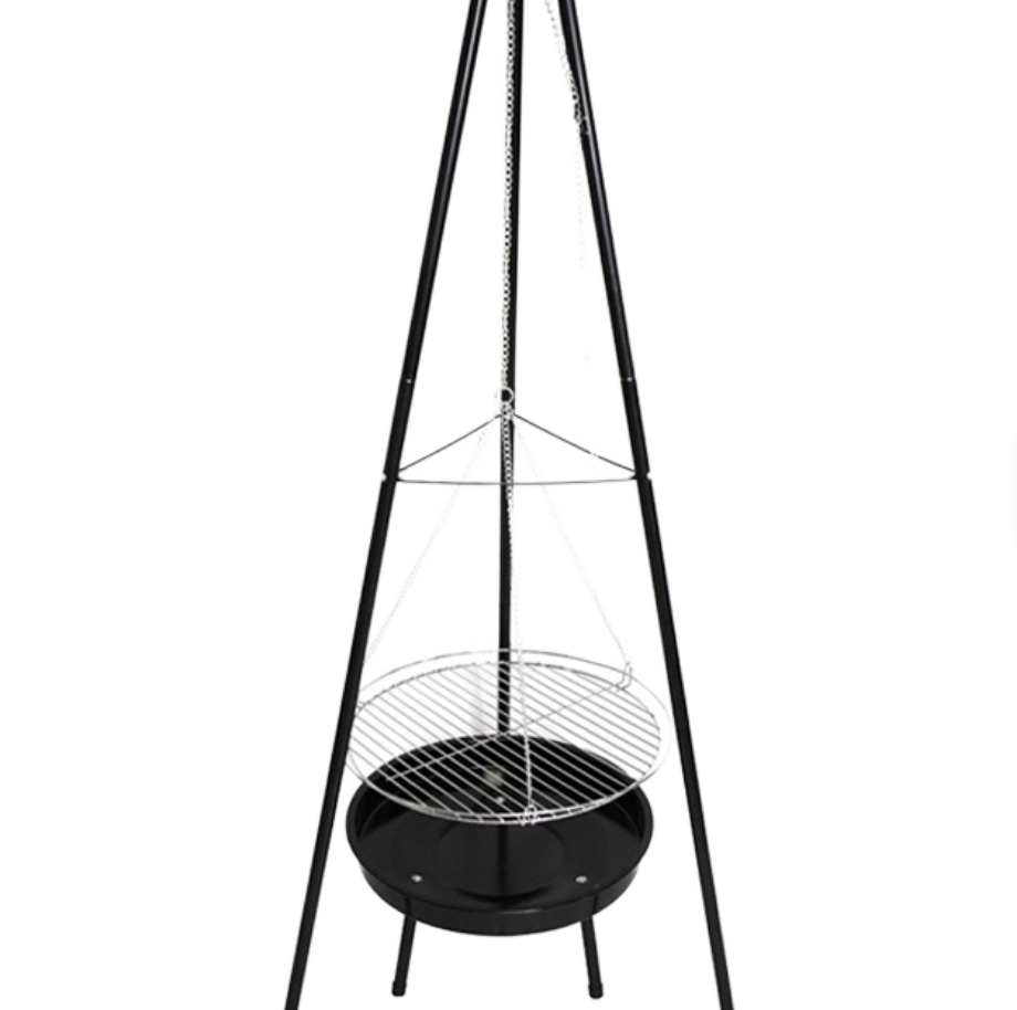 Camping Cooking Fire Pit - Heavy-Duty Tripod Hanging BBQ Grill with