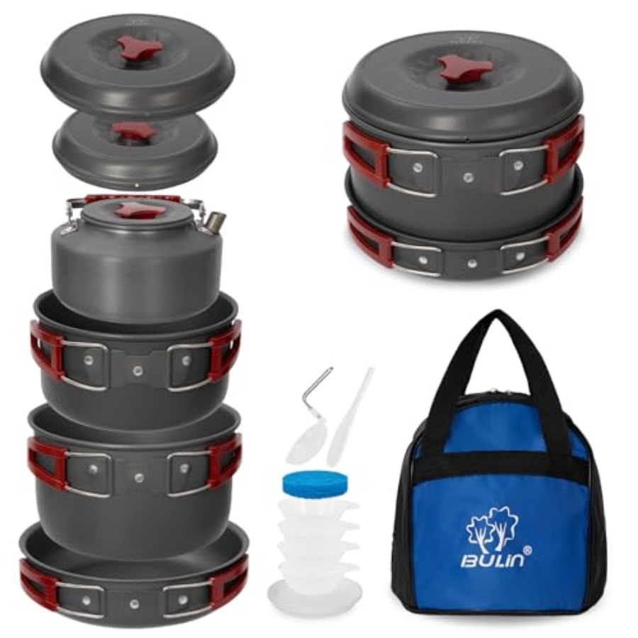 Camping Cooking Set For 4 - 24//11/8/4 Camping Cookware Mess Kit Lightweight