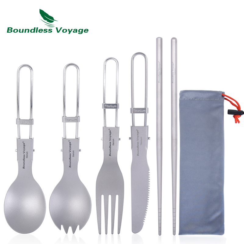 Camping Cooking Basket - Boundless Voyage Titanium Camping Cutlery Folding