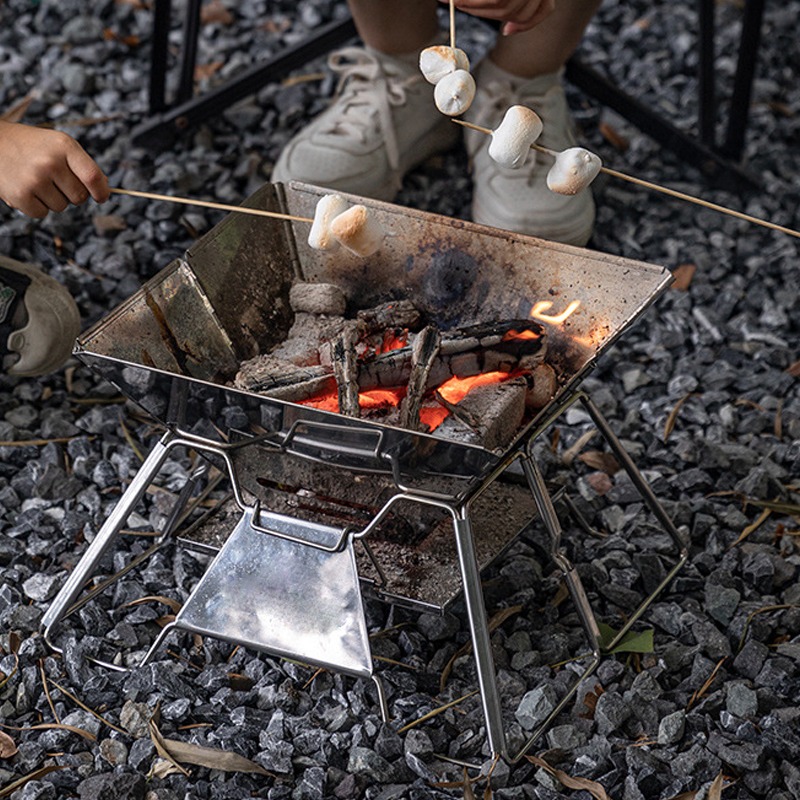 Camping Cooking Fire Pit - Portable Campfire Fire Pit BBQ Grill