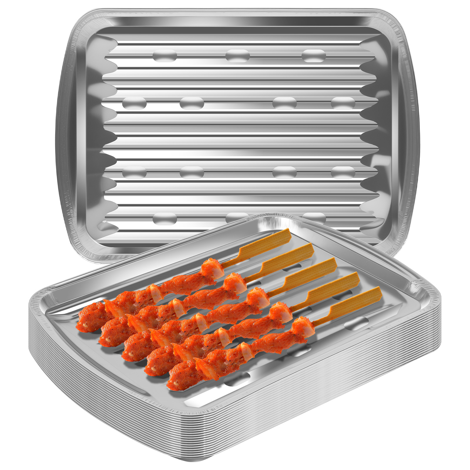 Camping Cooking Kitchen - Aluminum Foil Trays Non-Stick Baking Pans