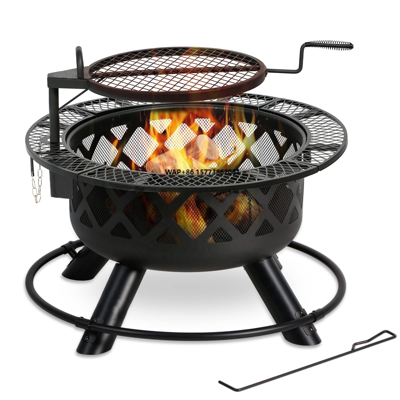 Camping Cooking Fire Pit - Large Outdoor Wood Burning Fire Pits