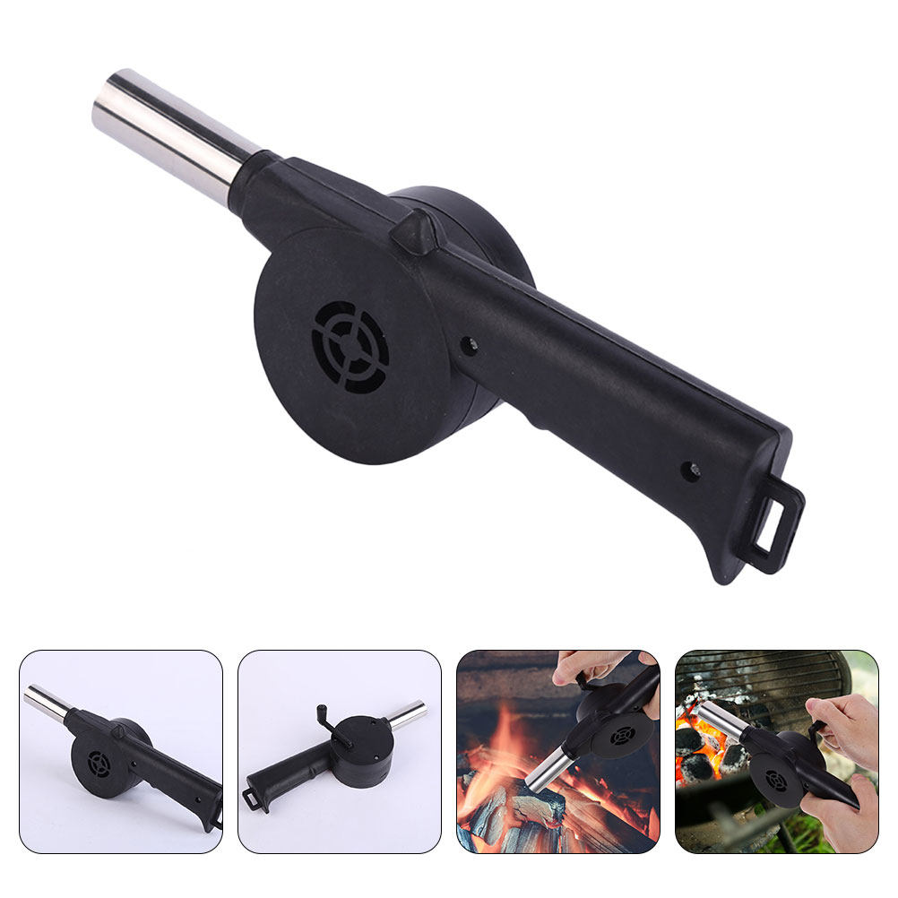 Camping Cooking Fire Pit - Manual Blower Black Hand Crank Bbq