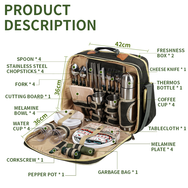 Portable Luxury Camping Picnic - Camping Cooking Set For 4 recension och pris