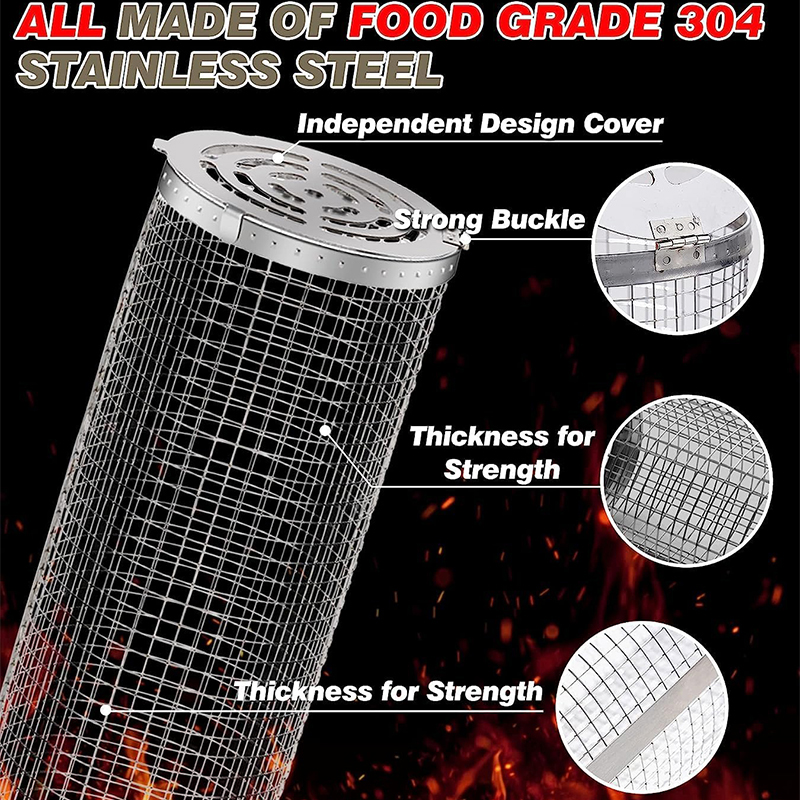 BBQ Basket Stainless Steel Rol - Camping Cooking Basket recension och pris