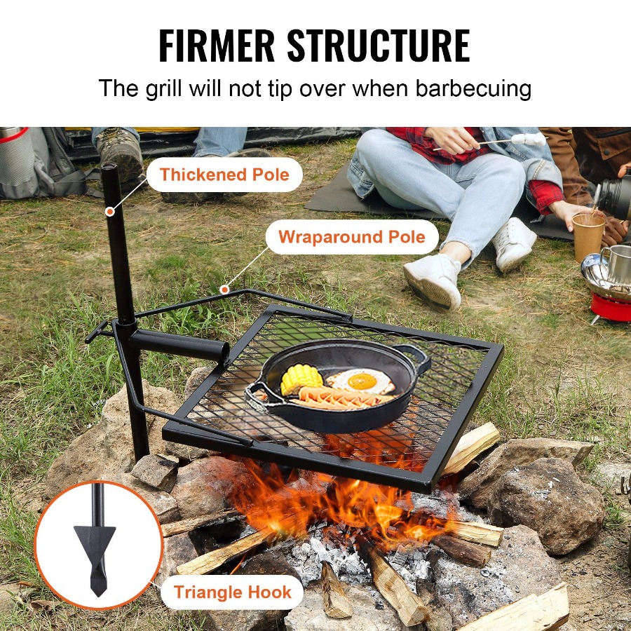 Swivel Campfire Grill for Fire - Camping Cooking Fire Pit recension och pris