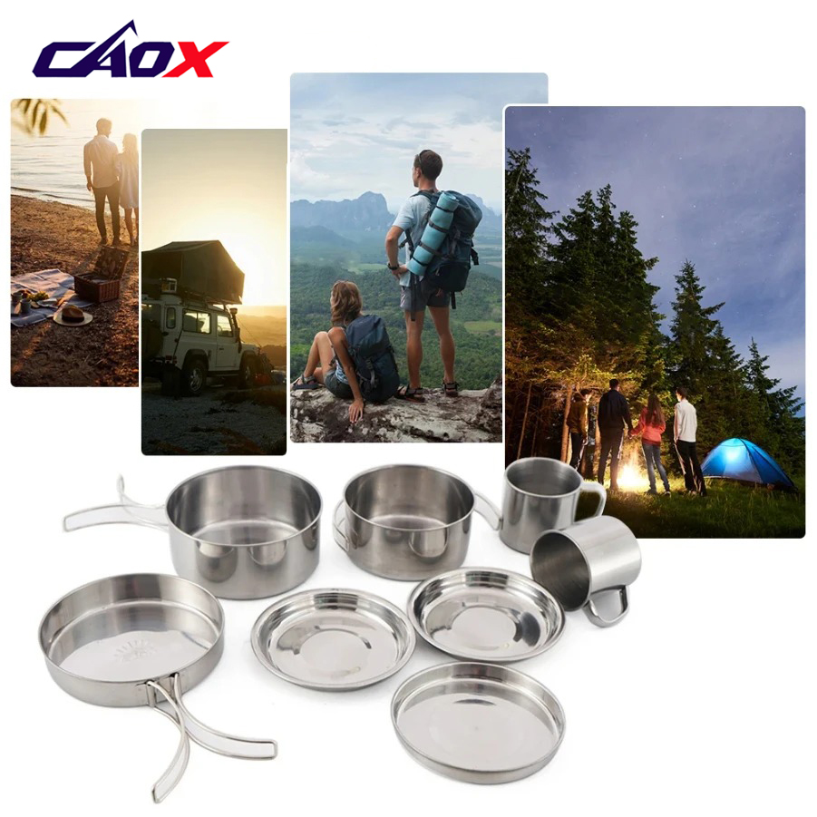 CAOX 8pcs/Set Camping Cookware - Camping Cooking Mess Kit recension och pris