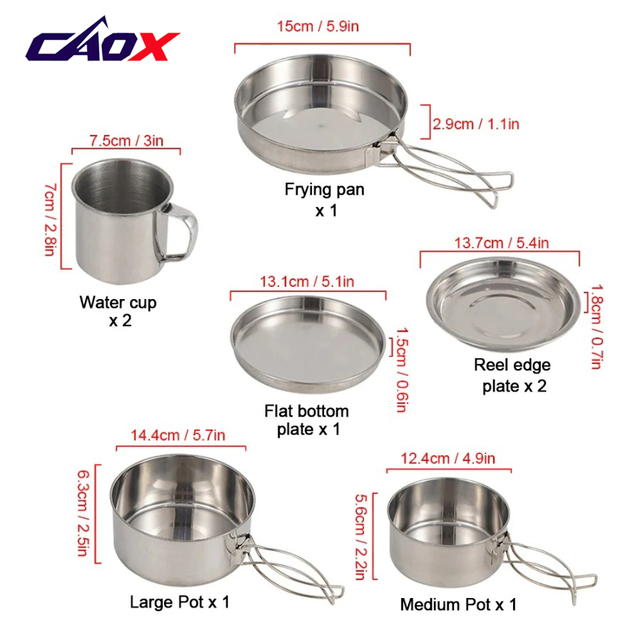 CAOX 8pcs/Set Camping Cookware - Camping Cooking Mess Kit recension och pris