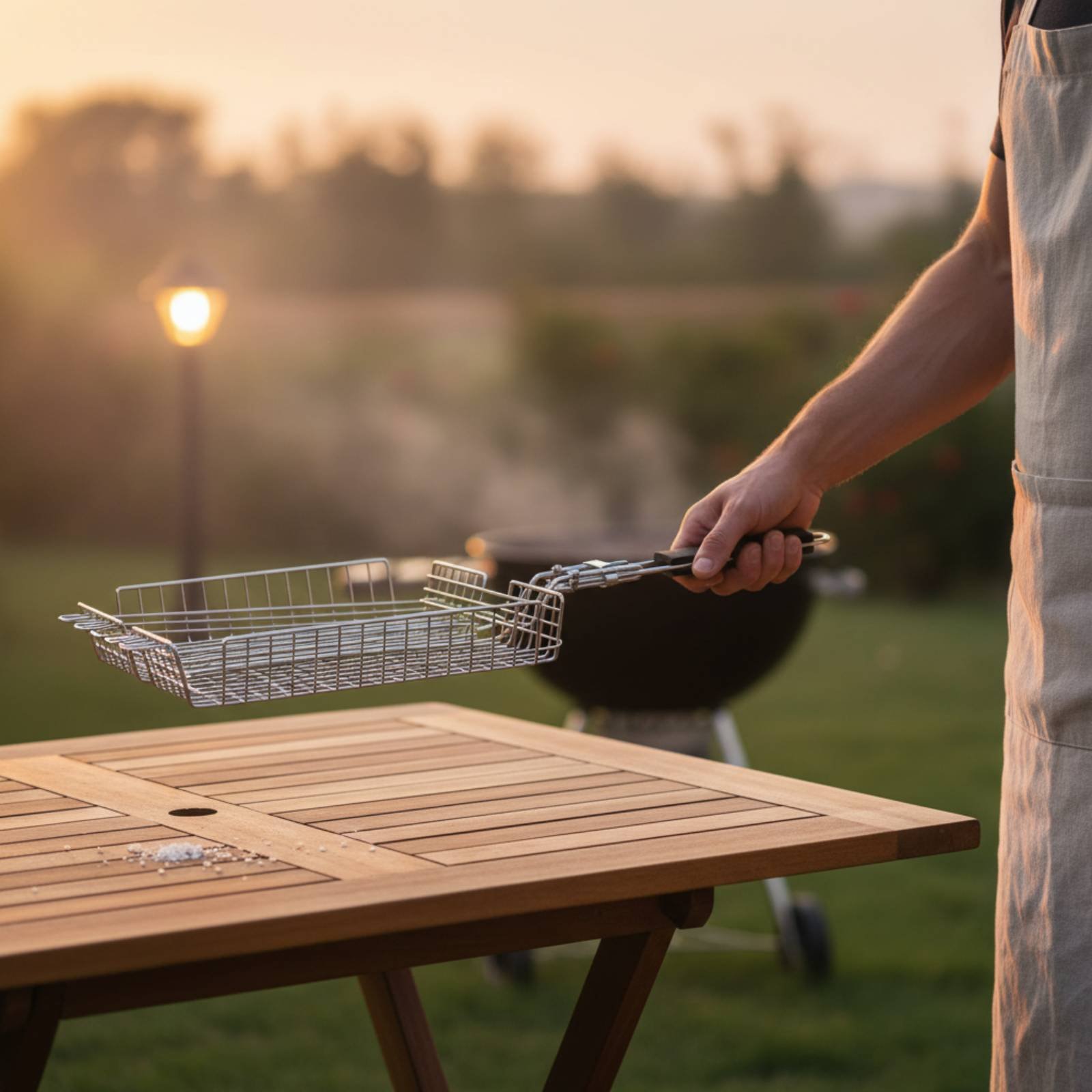 Wood Handle Grill Basket Porta - Camping Cooking Basket recension och pris