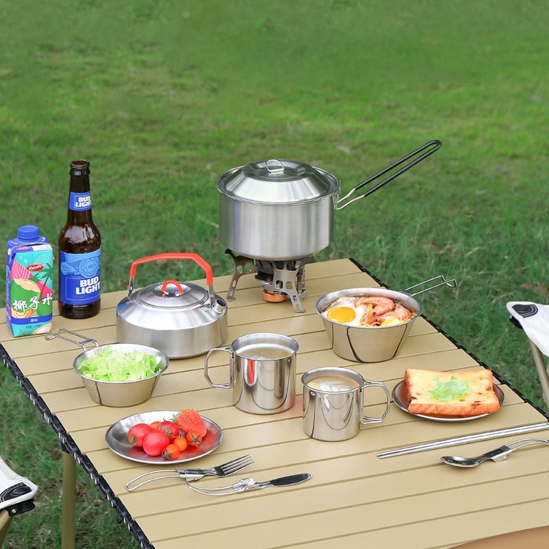 Hot Sale 304 Stainless Steel O - Camping Cooking Mess Kit recension och pris