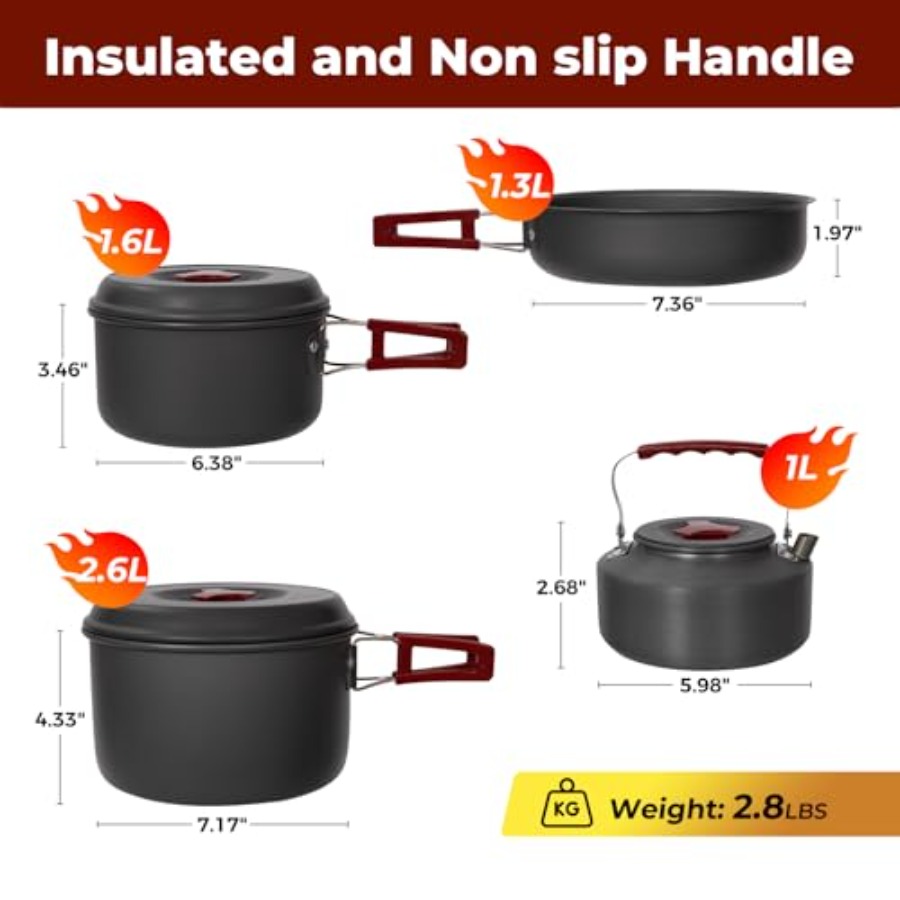 24//11/8/4 Camping Cookware Me - Camping Cooking Set For 4 recension och pris