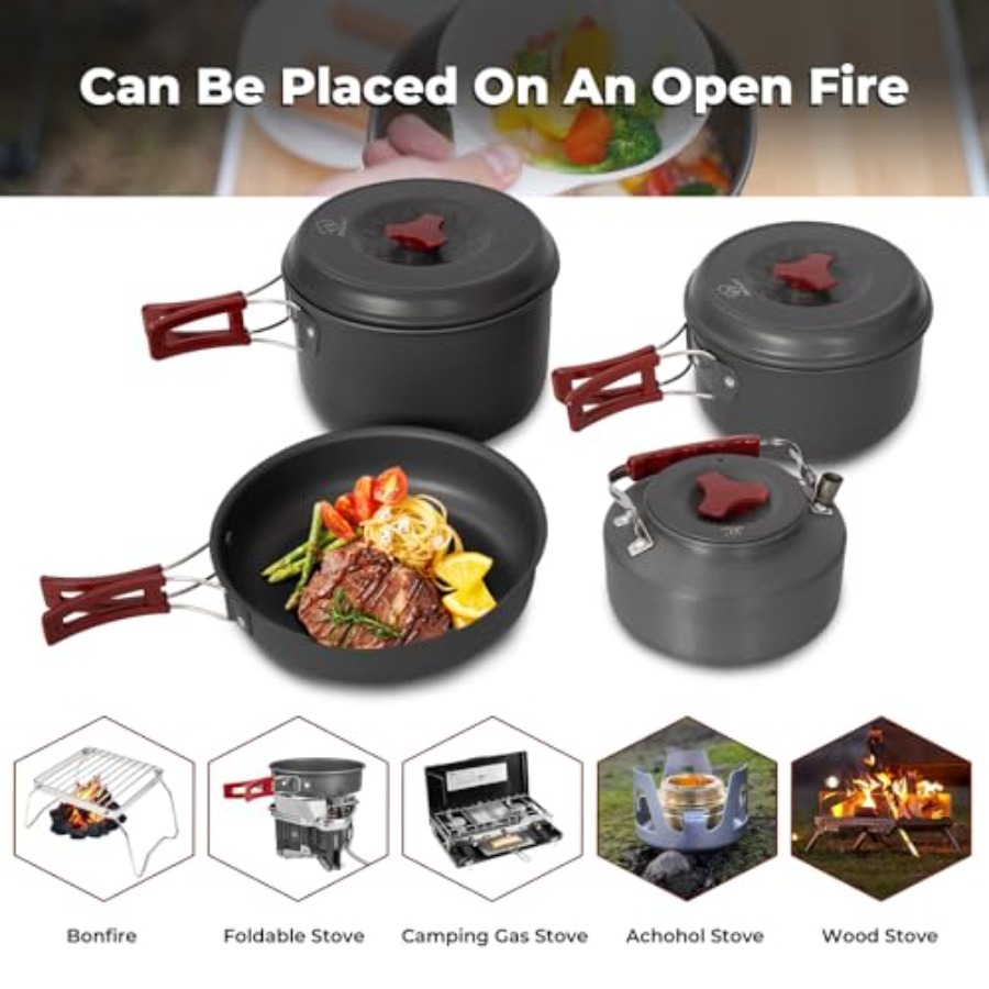 24//11/8/4 Camping Cookware Me - Camping Cooking Set For 4 recension och pris