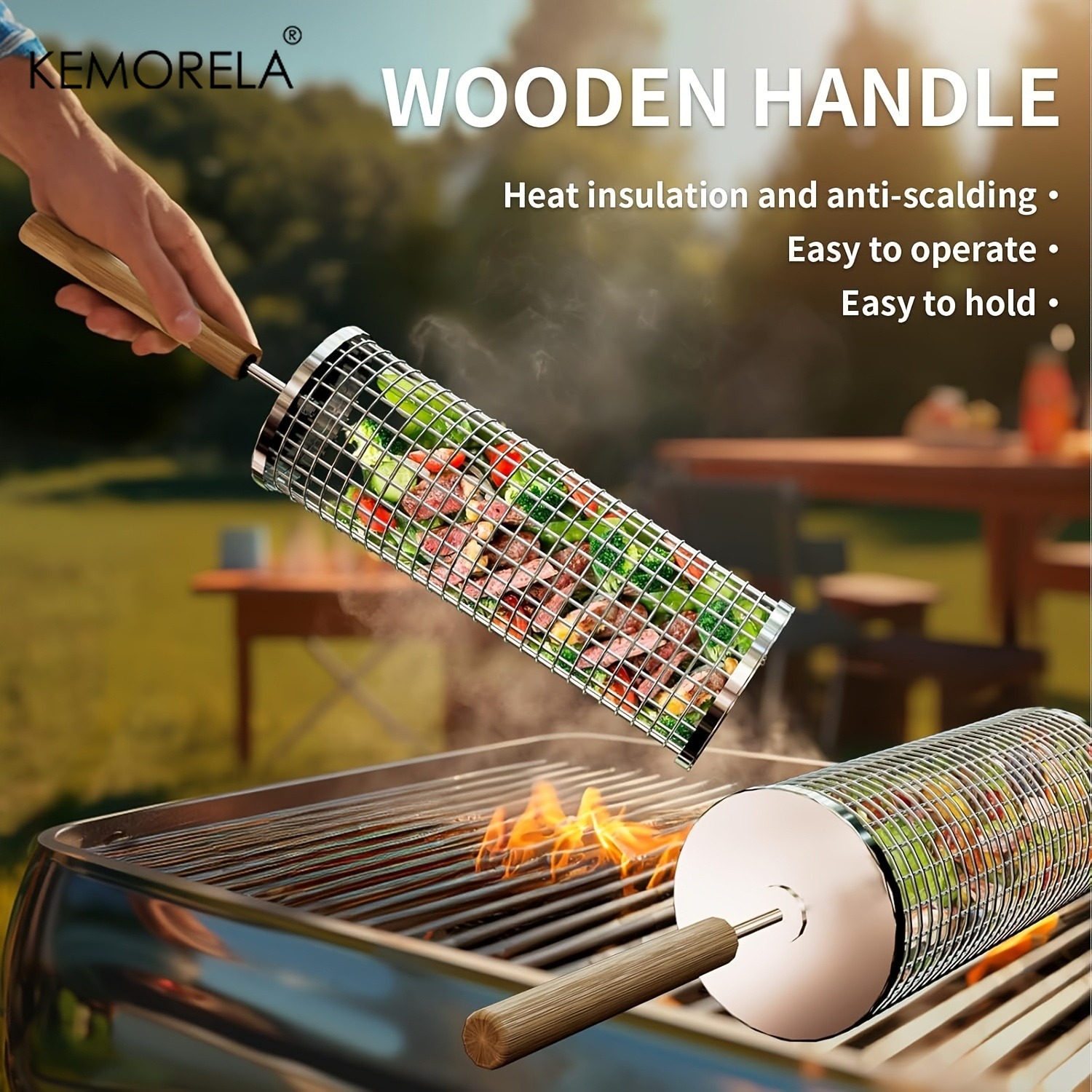 Round Barbecue Grill Basket Se - Camping Cooking Basket recension och pris