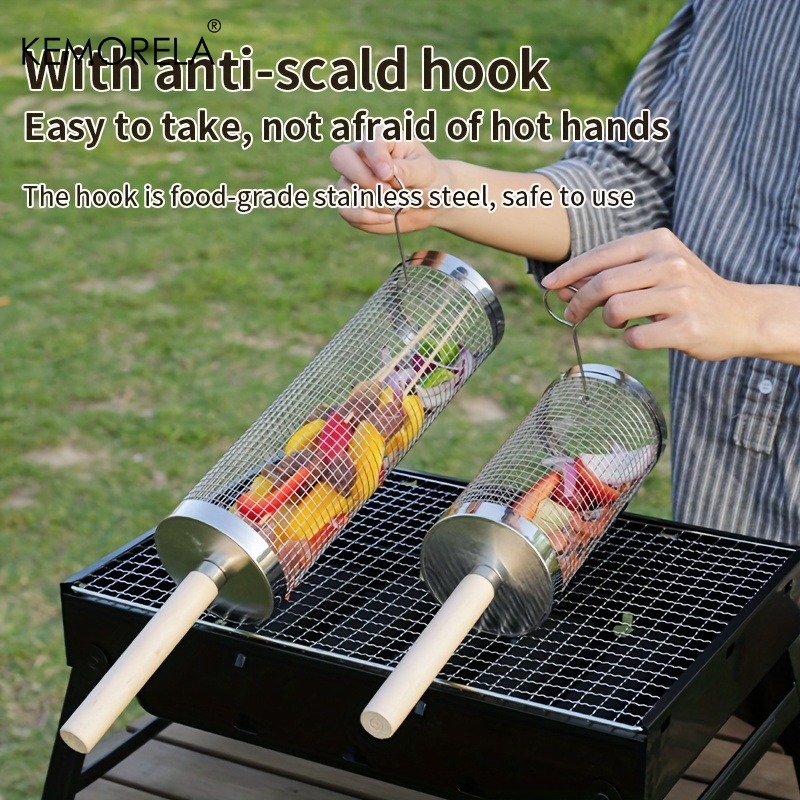 Round Barbecue Grill Basket Se - Camping Cooking Basket recension och pris