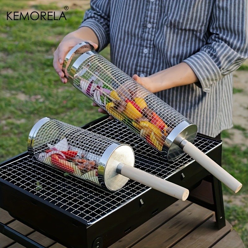 Round Barbecue Grill Basket Se - Camping Cooking Basket recension och pris