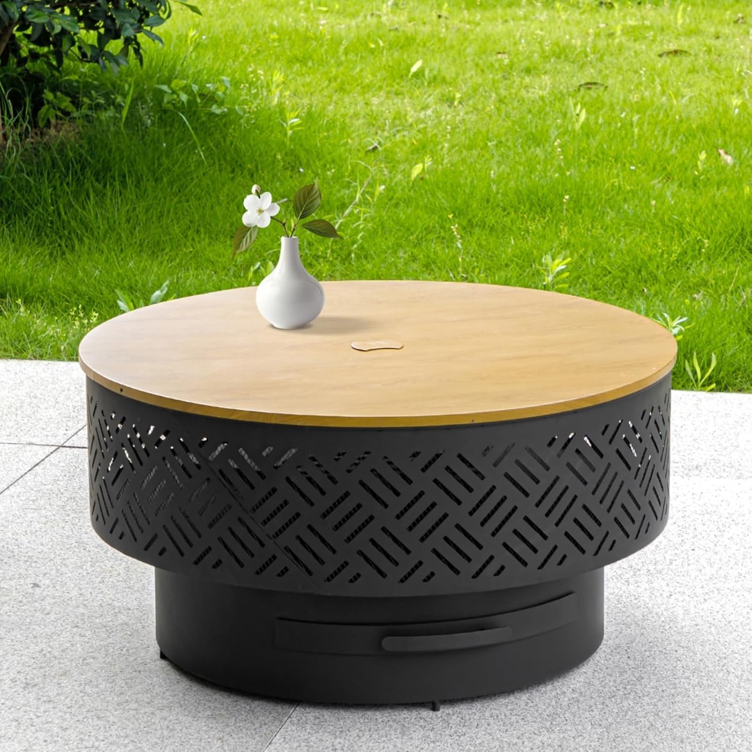 32 Inch Round Metal Wood Burni - Camping Cooking Fire Pit recension och pris