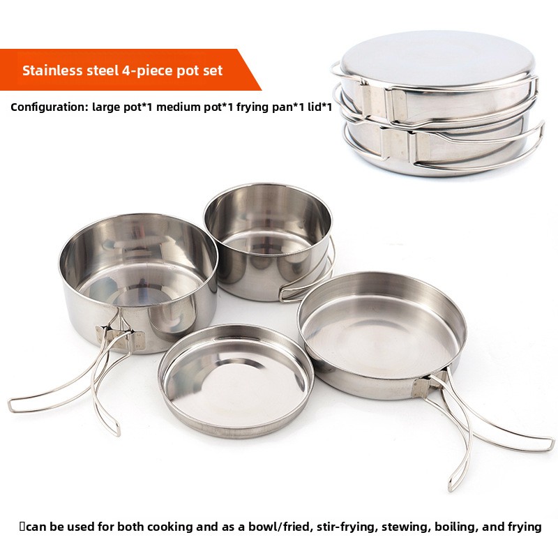 CLS 4-Piece Stainless Steel Ca - Camping Cooking Set For 4 recension och pris