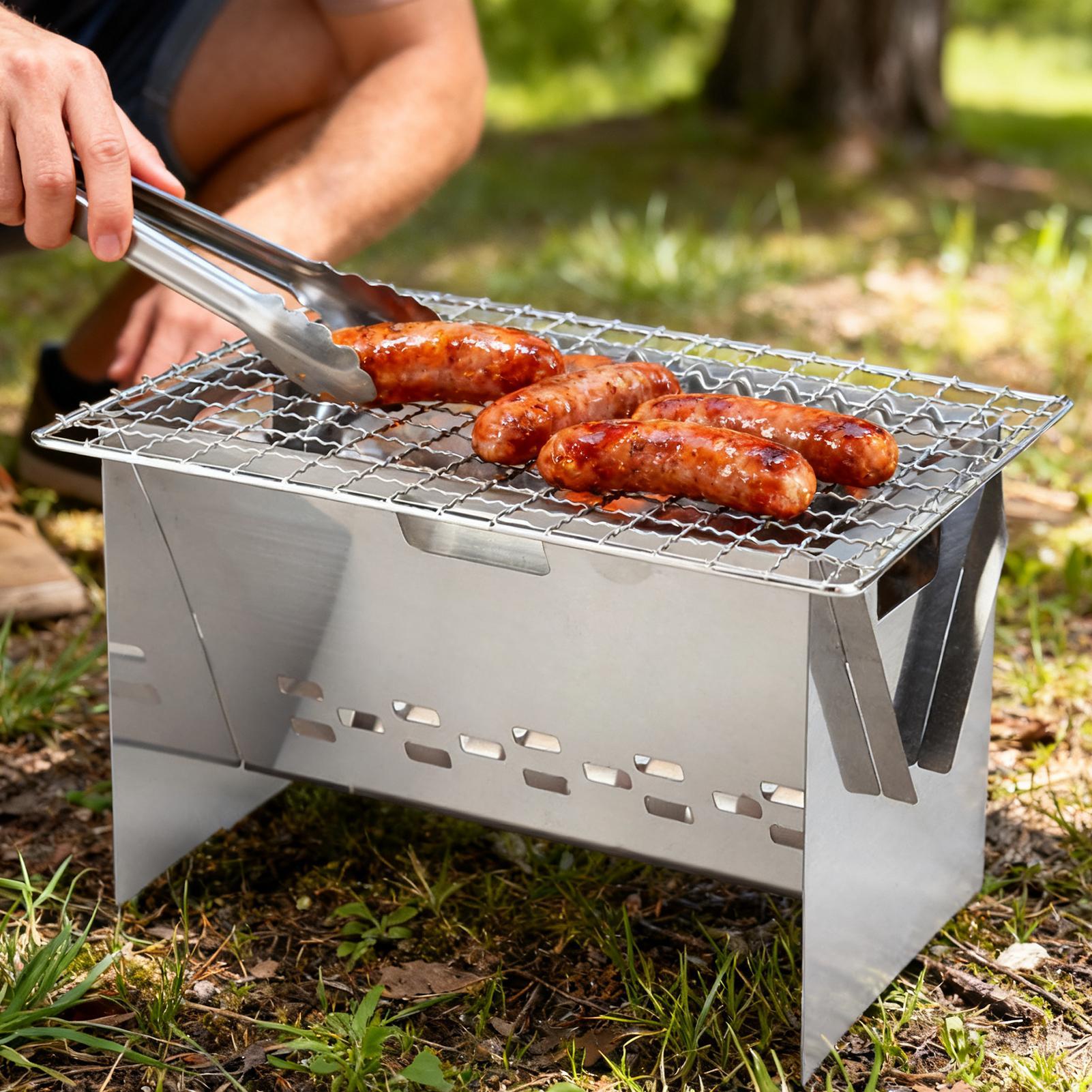 Stainless steel Charcoal Grill - Camping Cooking Fire Pit recension och pris
