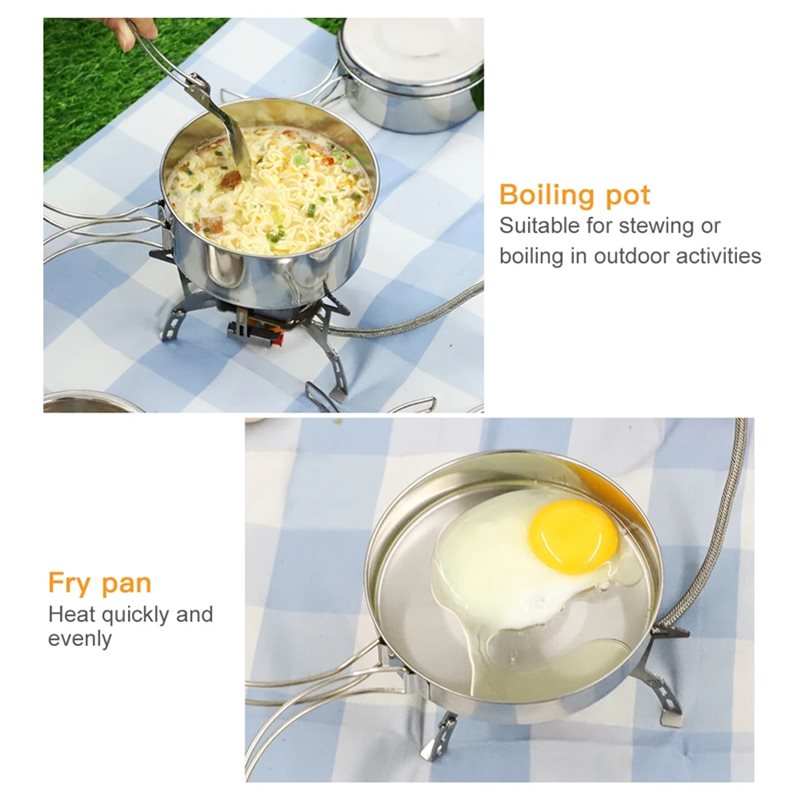 【BIG SALE】Stainless Steel 4-Pi - Camping Cooking Set For 4 recension och pris
