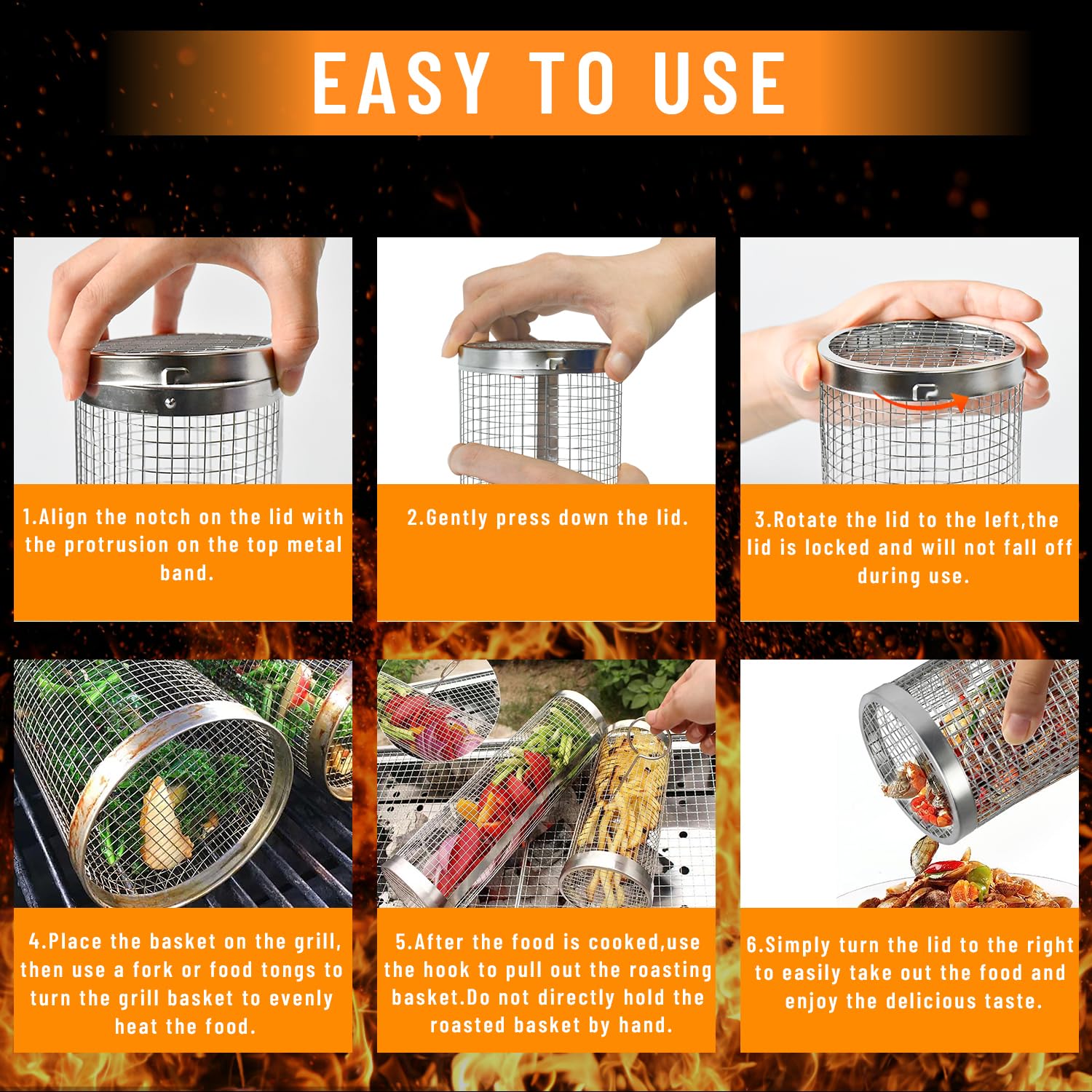 2 Pieces Rolling Grilling Bask - Camping Cooking Basket recension och pris