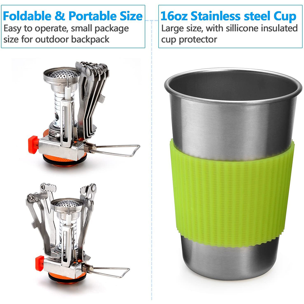 Camping Cookware Kit with Stov - Camping Cooking Fire Pit recension och pris