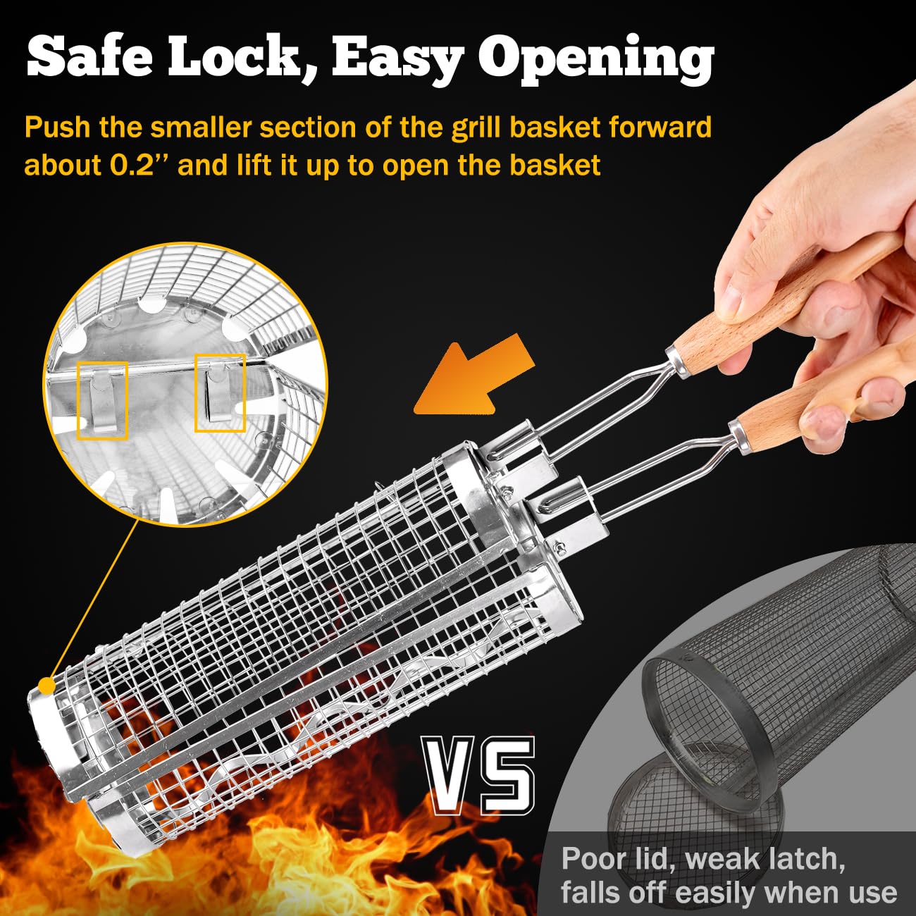 BUYYES Rolling Grill Basket BB - Camping Cooking Basket recension och pris