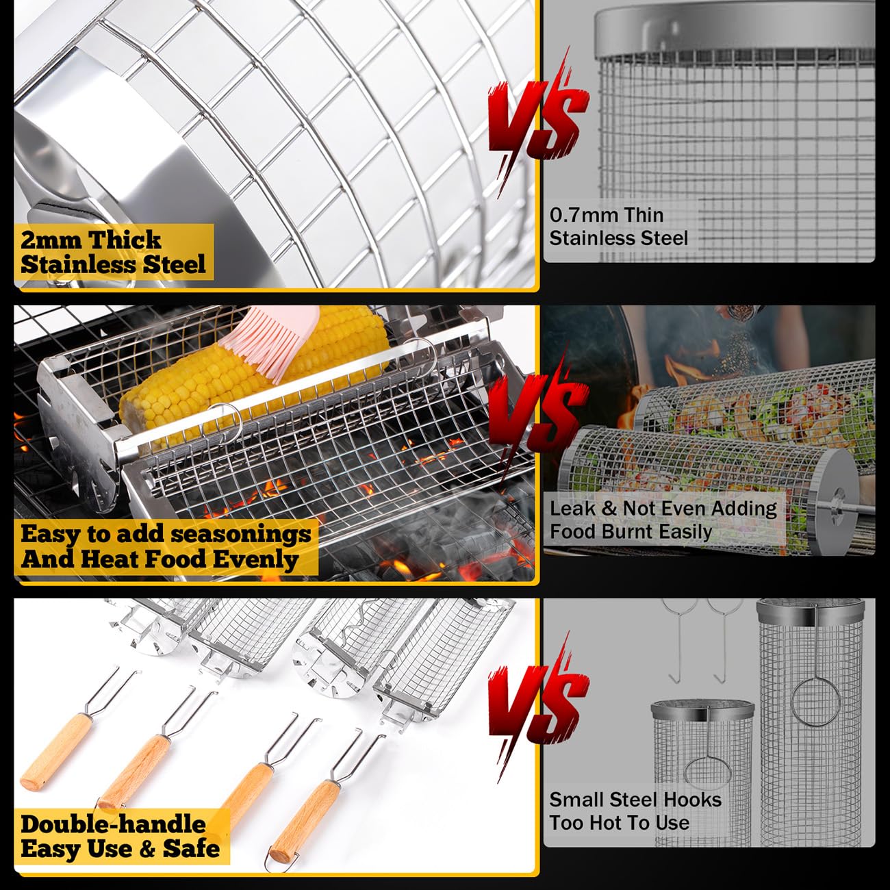 BUYYES Rolling Grill Basket BB - Camping Cooking Basket recension och pris