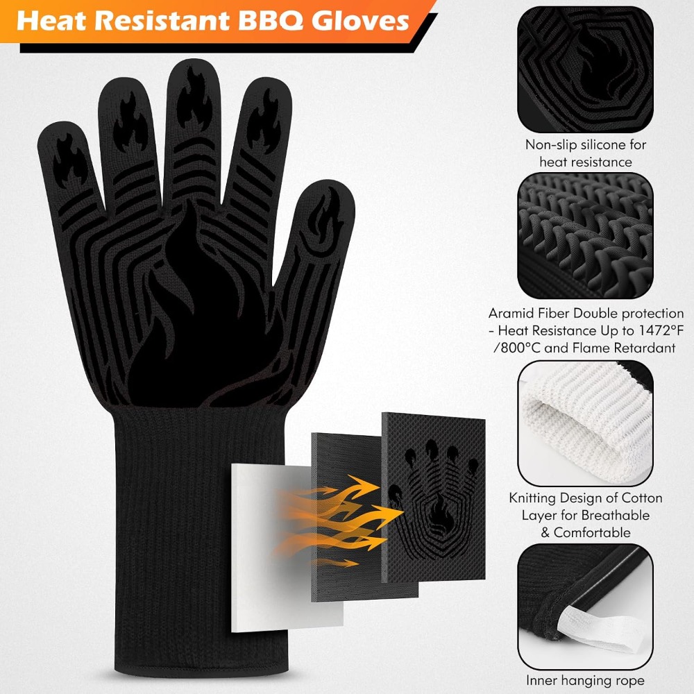 BBQ Gloves, 1472°F Heat Resist - Camping Cooking Kitchen recension och pris