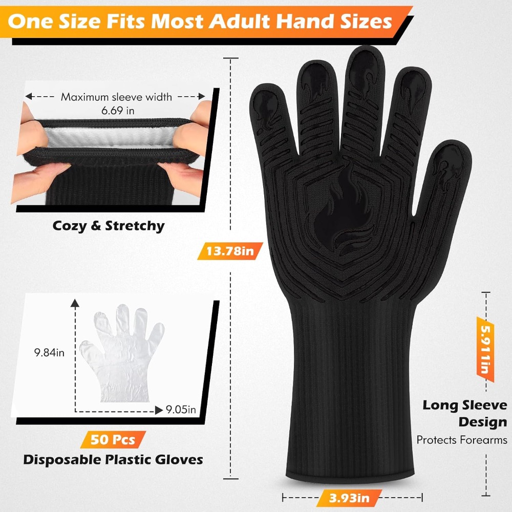 BBQ Gloves, 1472°F Heat Resist - Camping Cooking Kitchen recension och pris